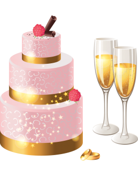Sticker gâteau mariage coupes de champagne