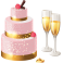 Sticker gâteau mariage coupes de champagne