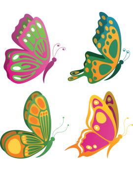 Kit 4 Stickers papillon