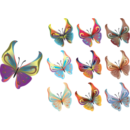 Kit 7 Stickers papillon