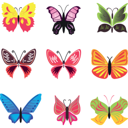 Kit 9 Stickers papillon