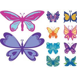 Kit 10 Stickers papillon