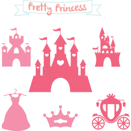 Kit 7 Stickers princesse château féérique