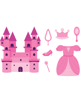 Kit 7 Stickers princesse château féérique