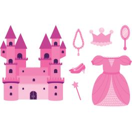 Kit 7 Stickers princesse château féérique