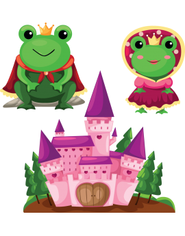 Kit 3 Stickers grenouilles princesse château