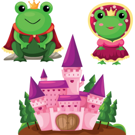 Kit 3 Stickers grenouilles princesse château