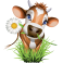 Sticker vache fleur ferme