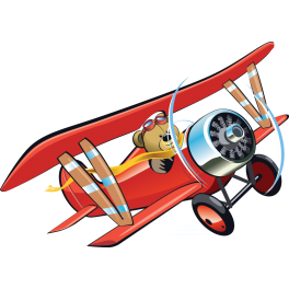 Sticker avion rouge ourson