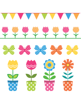 Kit 11 Stickers pot de fleur enfant