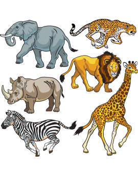 Kit 6 Stickers animaux sauvages d'Afrique