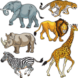 Kit 6 Stickers animaux sauvages d'Afrique