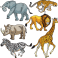 Kit 6 Stickers animaux sauvages d'Afrique