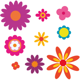 Kit 9 Stickers fleurs