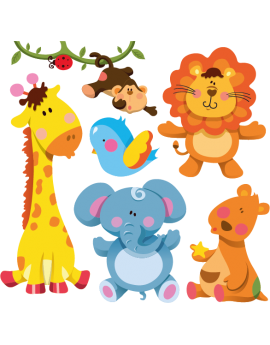 Kit 6 Stickers animaux de la jungle