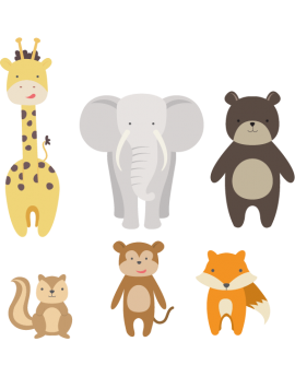 Kit 6 Stickers animaux de la jungle