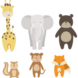 Kit 6 Stickers animaux de la jungle