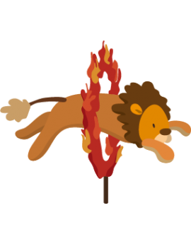 Sticker cirque lion cerceau en feu