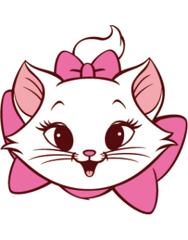 Sticker tête de chaton fille nœud rose