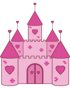 Sticker princesse château rose