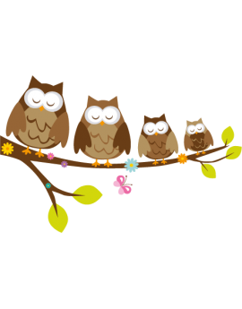 Sticker branche famille hibou 