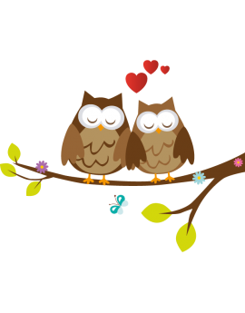 Sticker hibou couple d'amoureux 