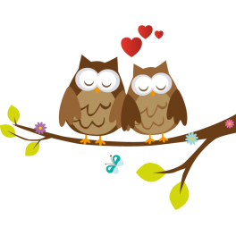 Sticker hibou couple d'amoureux 