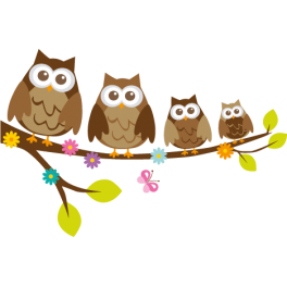 Sticker branche famille hibou 