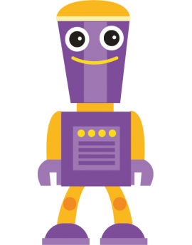 Sticker robot orange et violet