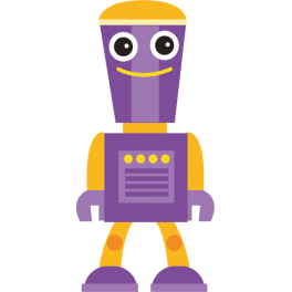 Sticker robot orange et violet