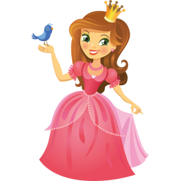 Sticker princesse rose avec oiseau bleu