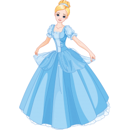 Sticker princesse robe bleu et papillon