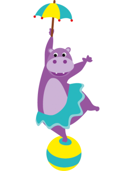 Sticker cirque hippopotam parapluie ballon