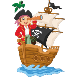 Sticker bâteau pirate et perroquet