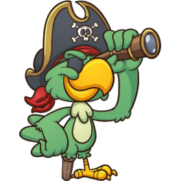 Sticker perroquet vert pirate longue vue