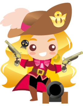 Sticker fille pirate pistolet et canon