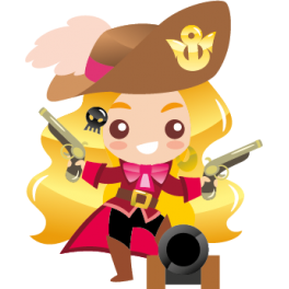 Sticker fille pirate pistolet et canon