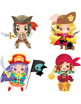 Kit 4 Stickers pirates garçons et filles