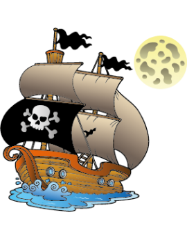 Sticker bâteau pirate sur mer
