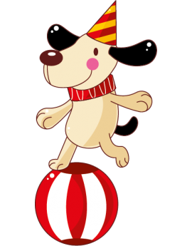 Sticker cirque chien clown sur ballon