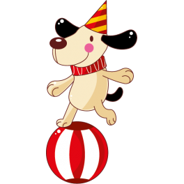 Sticker cirque chien clown sur ballon