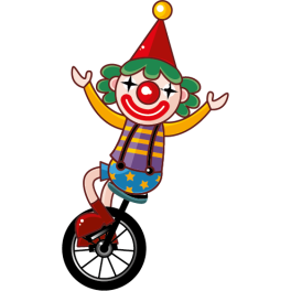 Sticker cirque clown sur monocycle