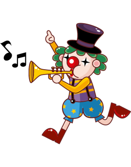 Sticker cirque clown trompette