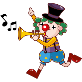 Sticker cirque clown trompette