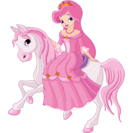 Sticker princesse et cheval rose