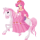 Sticker princesse et cheval rose