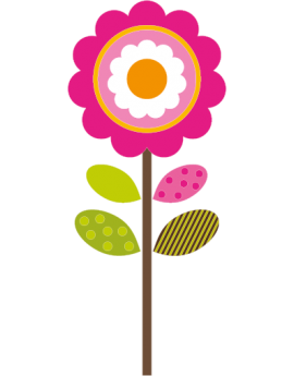 Stickers fleur rose vert enfants