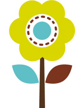 Stickers fleur fille vert marron bleu