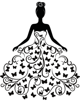 Stickers femme robe cœur arabesque chignon