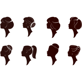 Kit stickers tête femme coiffure chignon